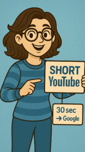 Illustration avatar qui explique la différence entre un short youtube et une vidéo google de 30 secondes