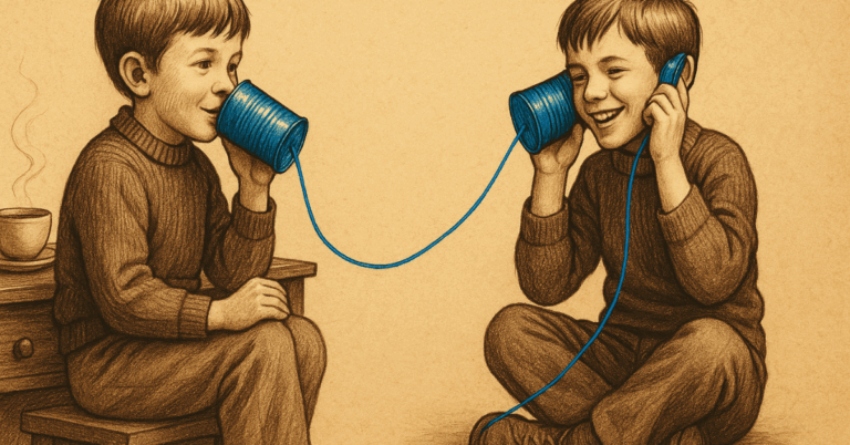 Illustration vintage symbolisant l’évolution des moyens de communication vers les sites internet.