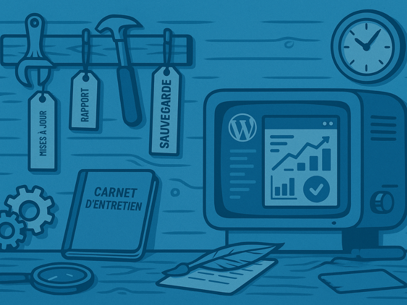 Atelier vintage symbolisant la maintenance régulière d’un site WordPress.