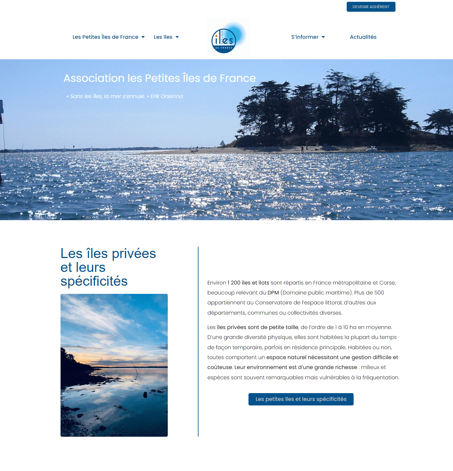 le site internet des Petites Iles privées de France