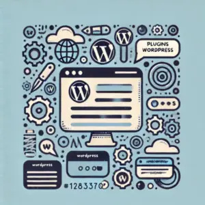 Illustration d’un site WordPress entouré d’icônes représentant des plugins, symbolisant la variété et les possibilités offertes