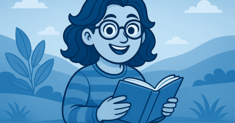 Portrait illustré de Frédérique David-Créquer dans son univers créatif.
