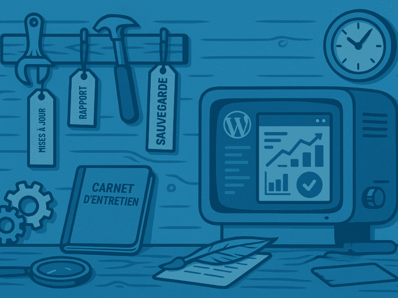 Atelier vintage symbolisant la maintenance régulière d’un site WordPress.